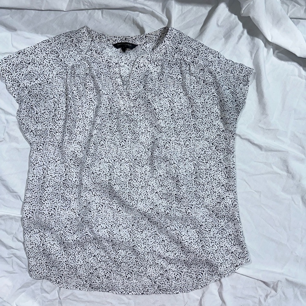 Banana Republic Black and White Speckled Blouse